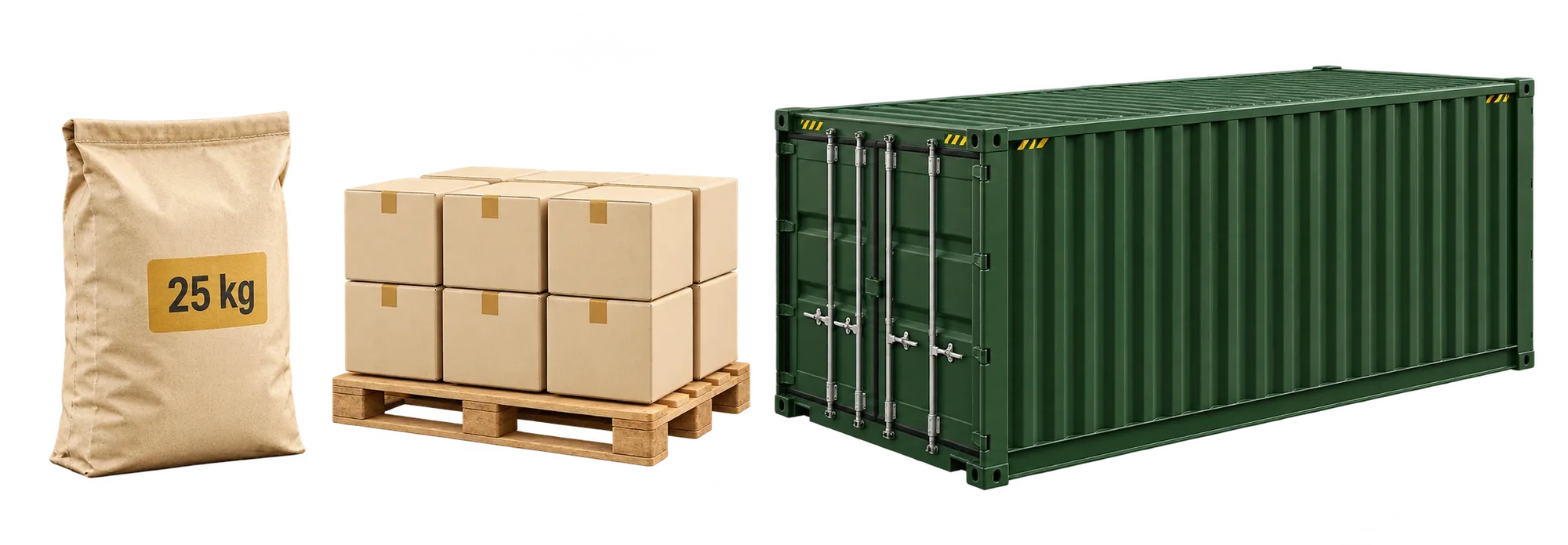 Kraft Sack, Box Pallet and Green Container - Export Packaging